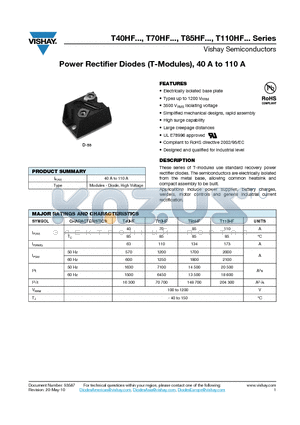 T110HF120 datasheet - Power Rectifier Diodes (T-Modules), 40 A to 110 A