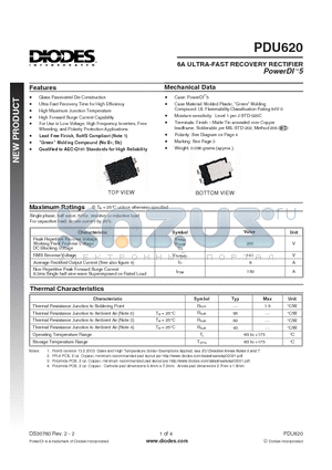 PDU620-13 datasheet - 6A ULTRA-FAST RECOVERY RECTIFIER