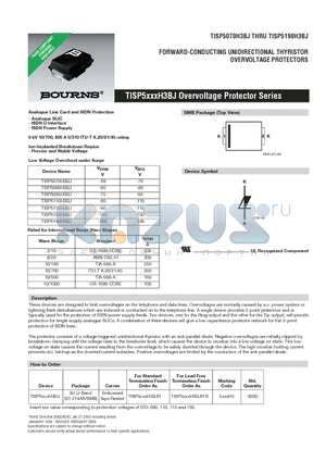 TISP5080H3BJR datasheet - FORWARD-CONDUCTING UNIDIRECTIONAL THYRISTOR OVERVOLTAGE PROTECTORS