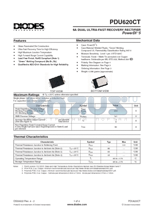 PDU620CT_1 datasheet - 6A DUAL ULTRA-FAST RECOVERY RECTIFIER