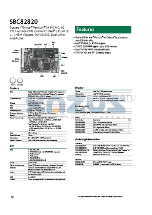SBC82820 datasheet - DVI-I for VGA and DVI-D display output