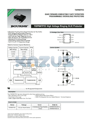 TISP6NTP2C_07 datasheet - TISP6NTP2C High Voltage Ringing SLIC Protector