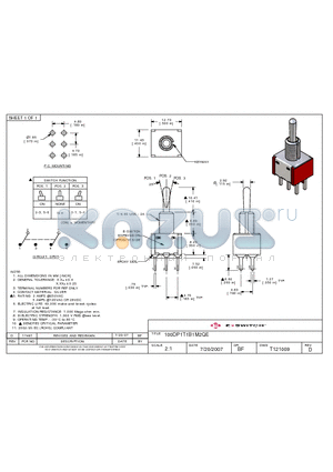 T121009 datasheet - E-SWITCH 100DP1T1B1M2QE