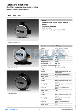 T123.010A datasheet - Totalizers mechanic