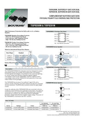 TISP8201MDR datasheet - COMPLEMENTARY BUFFERED-GATE SCRS FOR DUAL POLARITY SLIC OVERVOLTAGE PROTECTION