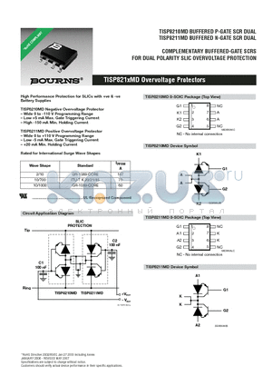 TISP821XMD_07 datasheet - COMPLEMENTARY BUFFERED-GATE SCRS