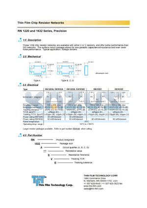 RN1220ABVB datasheet - Thin Film Chip Resistor Networks