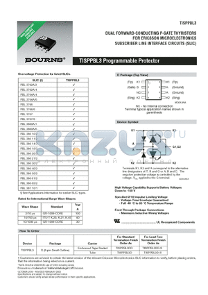 TISPPBL3D datasheet - DUAL FORWARD-CONDUCTING P-GATE THYRISTORS FOR ERICSSON MICROELECTRONICS SUBSCRIBER LINE INTERFACE CIRCUITS (SLIC)