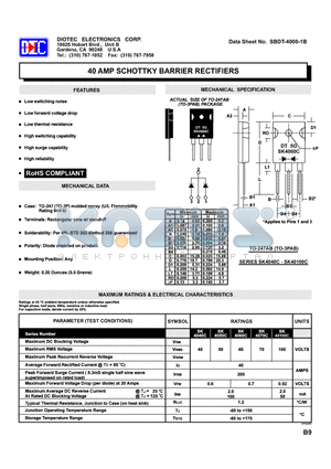 SBDT-4000-2B datasheet - 40 AMP SCHOTTKY BARRIER RECTIFIERS