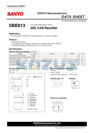 SBE813-TL-E datasheet - 30V, 3.0A Rectifier