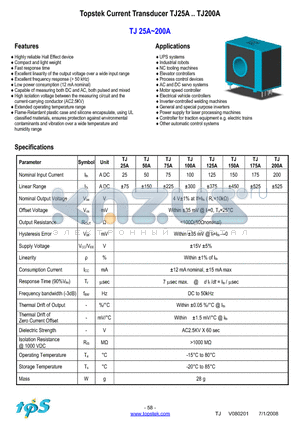 TJ25A datasheet - Topstek Current Transducer