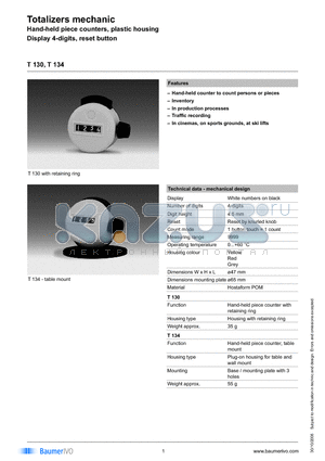 T134.010A datasheet - Totalizers mechanic