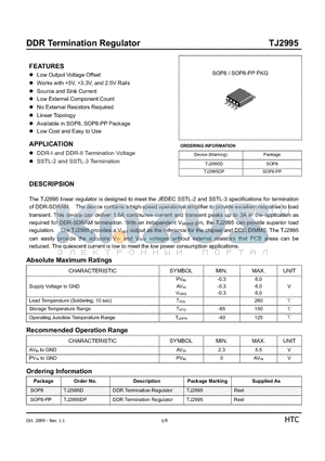 TJ2995D datasheet - DDR Termination Regulator