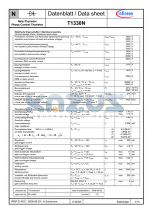 T1330N datasheet - Netz-Thyristor Phase Control Thyristor