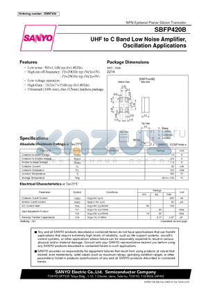 SBFP420B datasheet - UHF to C Band Low Noise Amplifier, Oscillation Applications