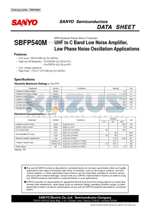 SBFP540M datasheet - UHF to C Band Low Noise Amplifier, Low Phase Noise Oscillation Applications