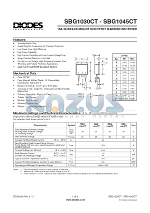 SBG1030CT datasheet - 10A SURFACE MOUNT SCHOTTKY BARRIER RECTIFIER