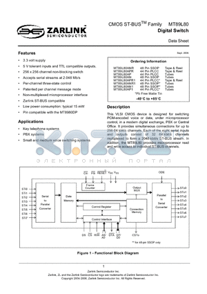 MT89L80AP datasheet - CMOS ST-BUSTM Family