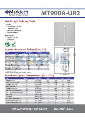 MT900A-UR2_2 datasheet - Visible Light Emitting Diode
