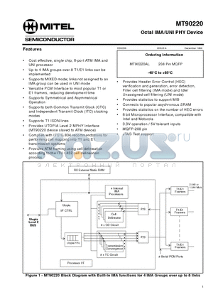 MT90220AL datasheet - Octal IMA/UNI PHY Device