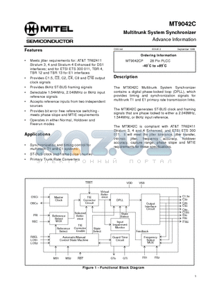 MT9042C datasheet - Multitrunk System Synchronizer