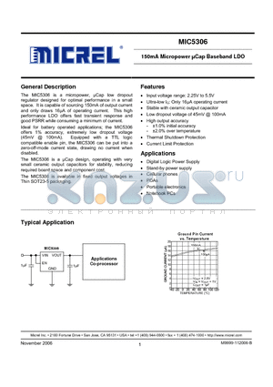 MIC5306-1.8YD5 datasheet - 150mA Micropower lCap Baseband LDO