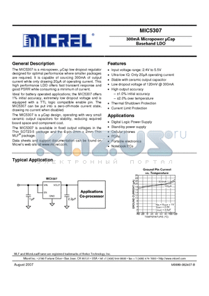 MIC5307-1.8YD5 datasheet - 300mA Micropower lCap Baseband LDO