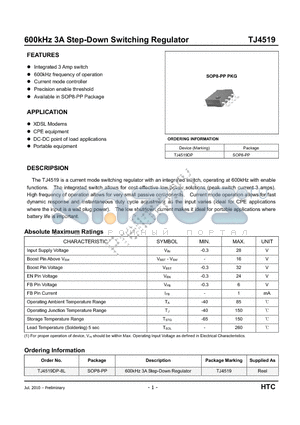 TJ4519DP datasheet - 600kHz 3A Step-Down Switching Regulator