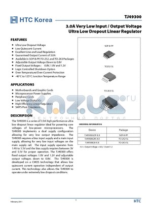 TJ49300GR datasheet - 3.0A Very Low Input / Output Voltage Ultra Low Dropout Linear Regulator