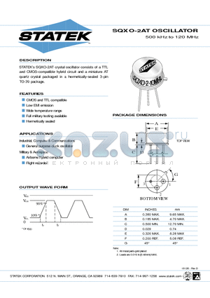 SQXO-2AT datasheet - OSCILLATOR