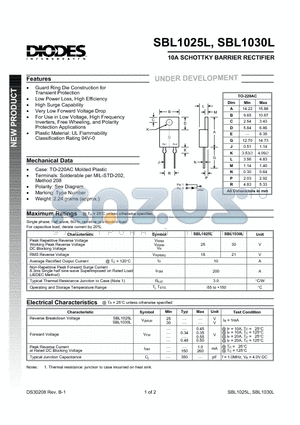 SBL1025L datasheet - 10A SCHOTTKY BARRIER RECTIFIER