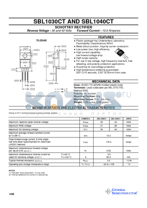 SBL1030CT datasheet - SCHOTTKY RECTIFIER