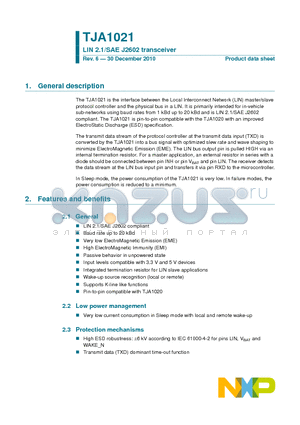 TJA102120 datasheet - LIN 2.1/SAE J2602 transceiver