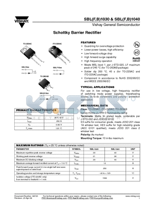 SBL1040-E3/45 datasheet - Schottky Barrier Rectifier