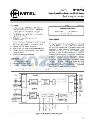 MT90710 datasheet - High-Speed Isochronous Multiplexer