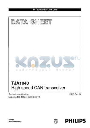 TJA1040 datasheet - High speed CAN transceiver