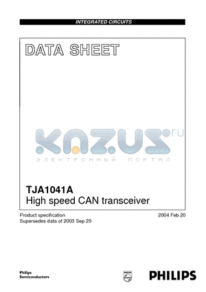 TJA1041A datasheet - High speed CAN transceiver