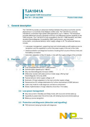 TJA1041AT datasheet - High-speed CAN transceiver