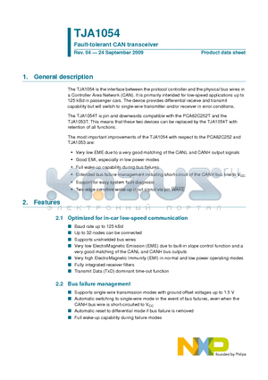 TJA1054T/S900 datasheet - Fault-tolerant CAN transceiver