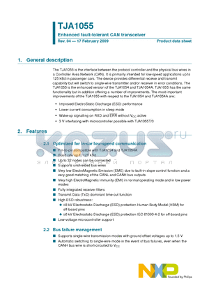 TJA1055T/3 datasheet - Enhanced fault-tolerant CAN transceiver