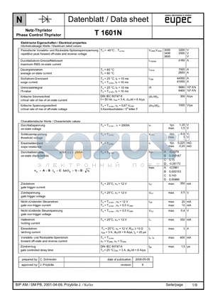 T1601N datasheet - Phase Control Thyristor