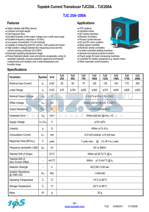 TJC100A datasheet - Topstek Current Transducer