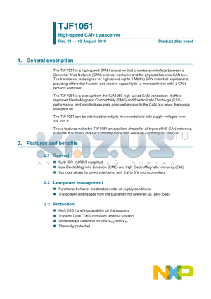 TJF1051 datasheet - High-speed CAN transceiver