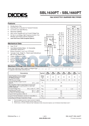 SBL1630PT_1 datasheet - 16A SCHOTTKY BARRIER RECTIFIER