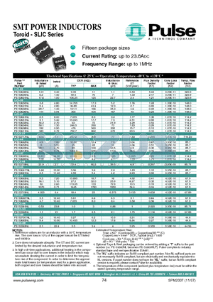 PE-53361NL datasheet - Fifteen package sizes, Current Rating: up to 23.8ADC, Frequency Range: up to 1MHz