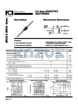 SR030 datasheet - 0.5 Amp SCHOTTKY RECTIFIERS Mechanical Dimensions