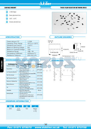 RN164102J datasheet - SURFACE MOUNT THICK FILM RESISTOR NETWORK RN16