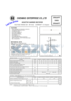 SR030PT datasheet - SCHOTTKY BARRIER RECTIFIER