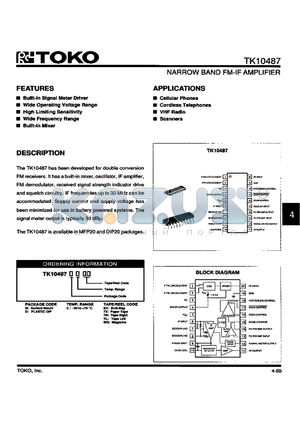 TK10487DCTR datasheet - NARROW BAND FM-IF AMPLIFIER