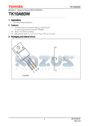 TK10A60W datasheet - Switching Voltage Regulators